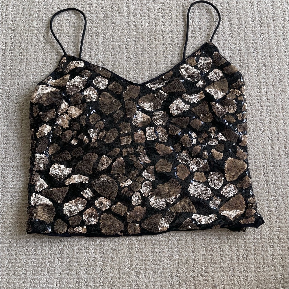 Cheetah printed sequins tank